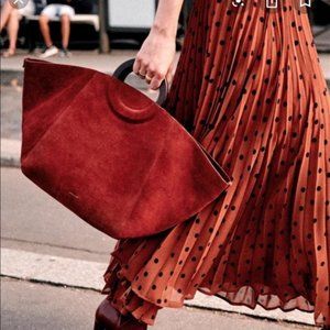 Sezane Rust and Black Polka Dot Maxi Skirt